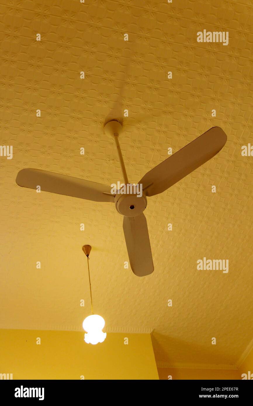 Ceiling Fan and Light, New Norcia,  Western Australia Stock Photo
