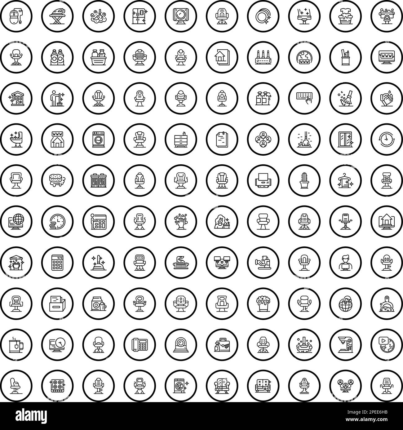 100 home icons set. Outline illustration of 100 home icons vector set ...