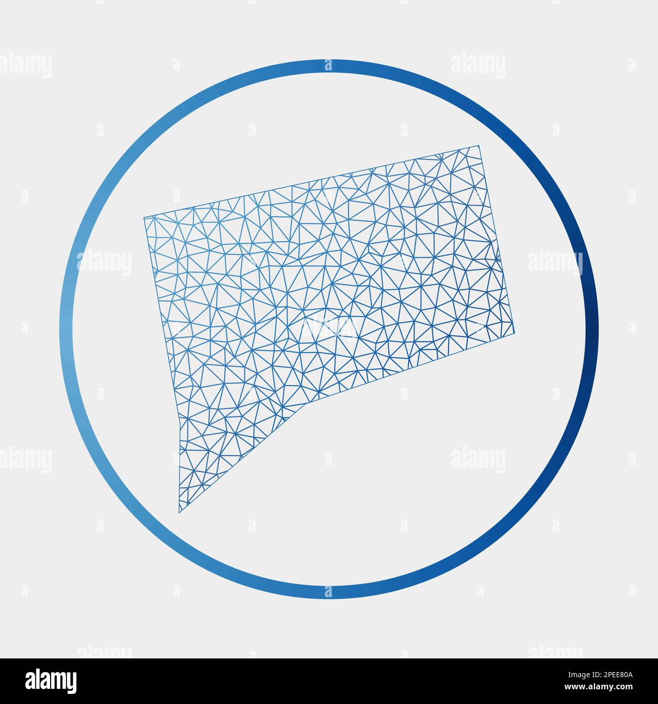 Connecticut icon. Network map of the US state. Round Connecticut sign ...