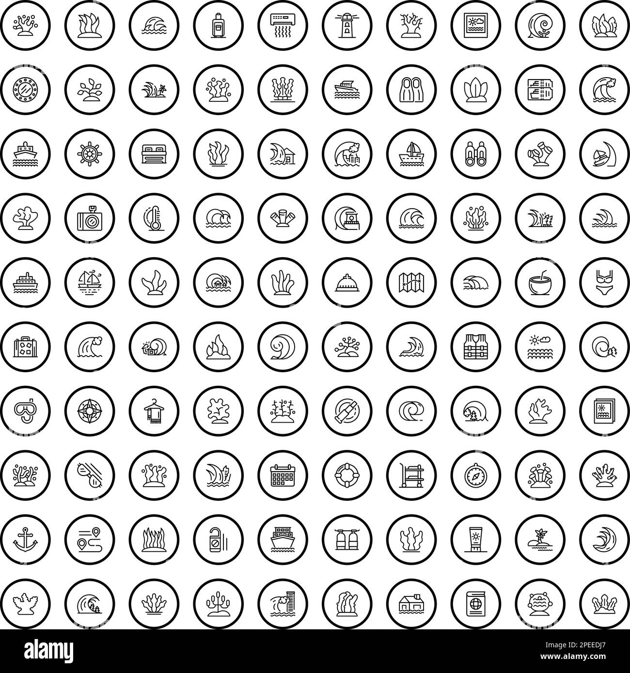 100 ocean icons set. Outline illustration of 100 finance icons vector ...