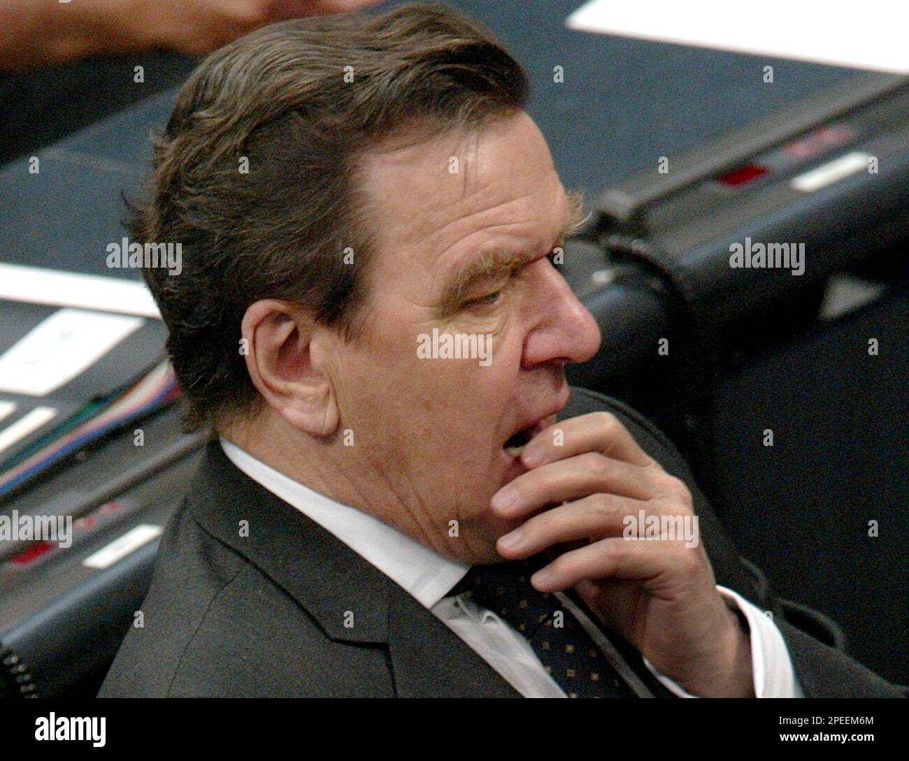 German Chancellor Gerhard Schroeder attends a commemoration on the 60 ...
