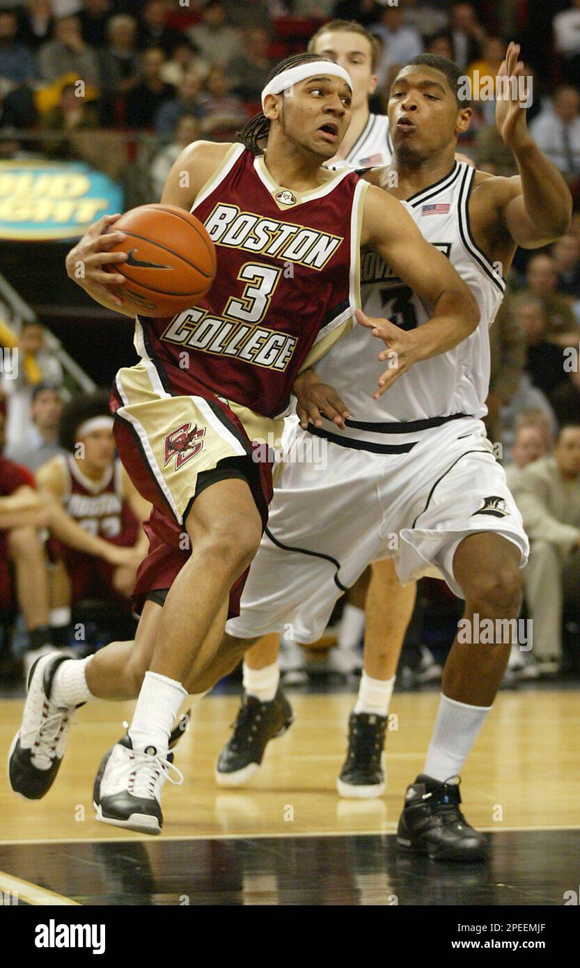 Boston College's Jared Dudley, left, keeps the ball away from Florida  State's Isaiah Swann (3) in the second half of college basketball,  Saturday, Jan. 14, 2006, in Boston. Boston College won. 90-87. (