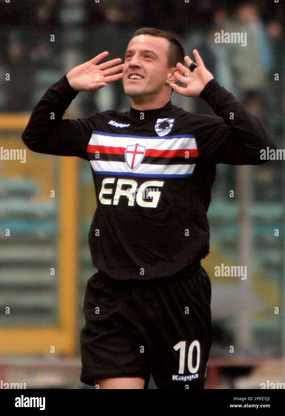 Sampdoria's Striker Francesco Flachi Acknowledges Cheers From His Fans ...