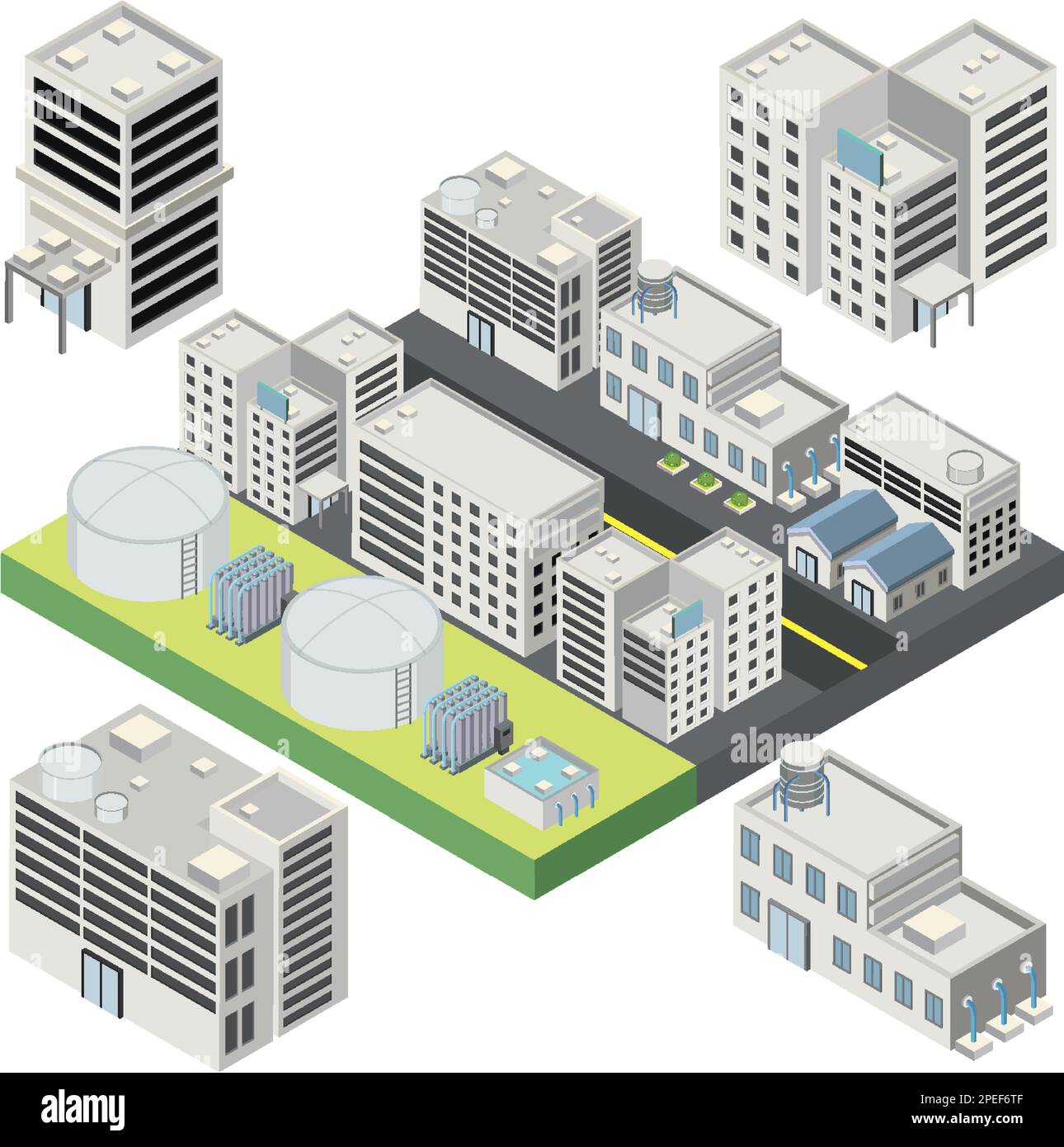 Factory building in isometric style illustration Stock Vector Image ...
