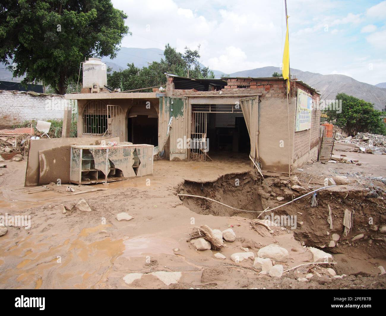 Totally ruined house in the rural town of Tambo Inga, east of Lima, due