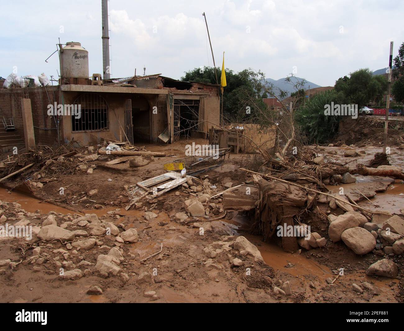 Totally ruined house in the rural town of Tambo Inga, east of Lima, due