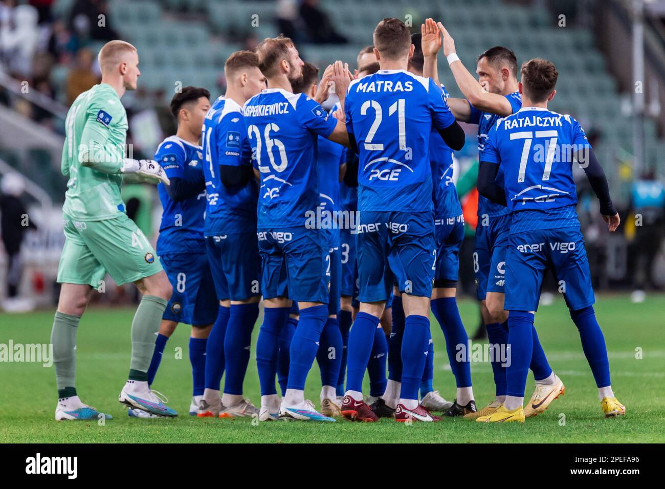Warsaw, Poland. 12th Mar, 2023. Team of PGE FKS Stal Mielec seen during