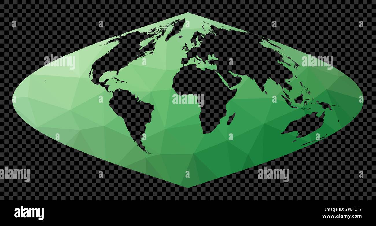 World map. Sinusoidal projection. Polygonal map of the world on ...