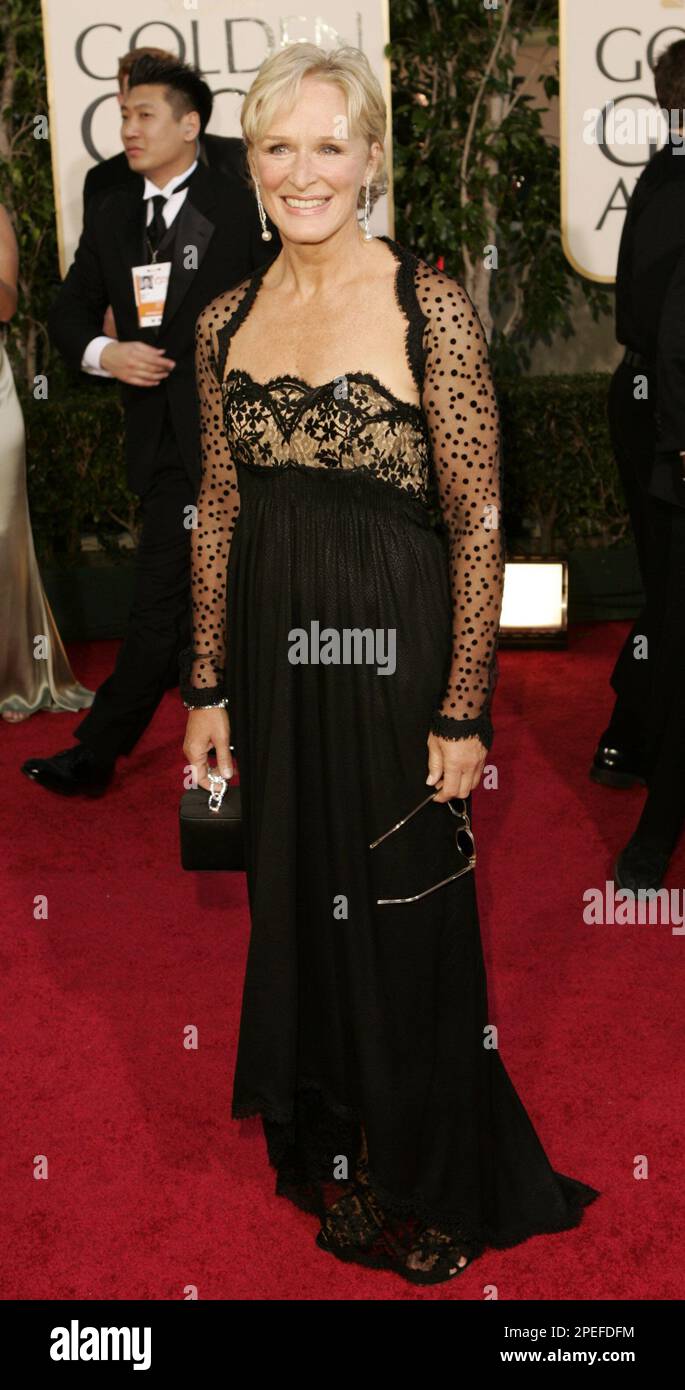 Glenn Close, nominated for best actress in a mini-series or television  movie for her work on "The Lion in Winter," arrives for the 62nd Annual Golden  Globe Awards on Sunday, Jan. 16,