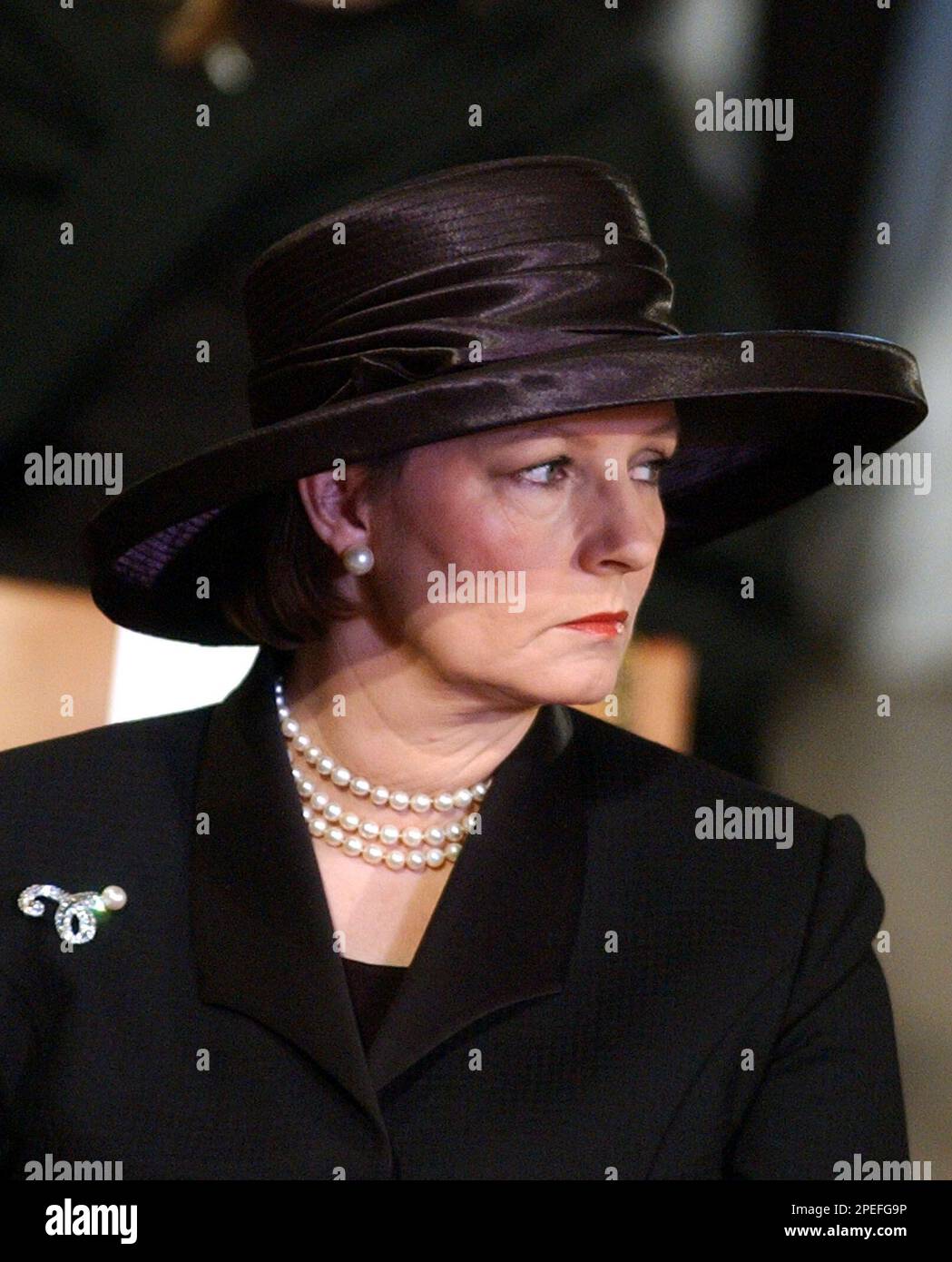 Romania's Princess Margarita listens to the service during the funeral of  Luxembourg's Grand Duchess Josephine-Charlotte inside the Notre Dame  Cathedral in Luxembourg, Saturday Jan. 15, 2005. Josephine-Charlotte died  of lung cancer Monday,