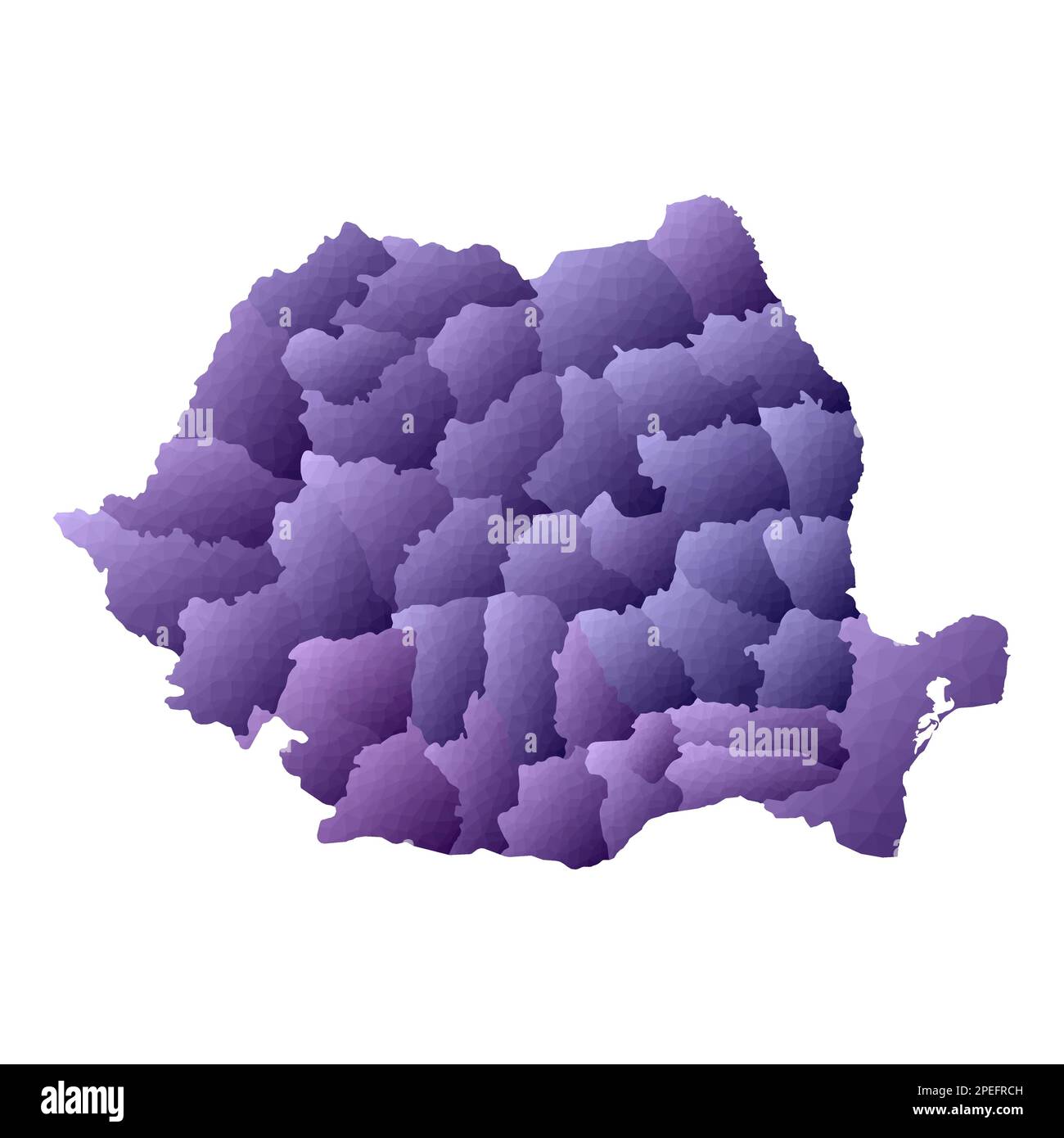 Romania map. Geometric style country outline. Fabulous violet vector illustration. Stock Vector