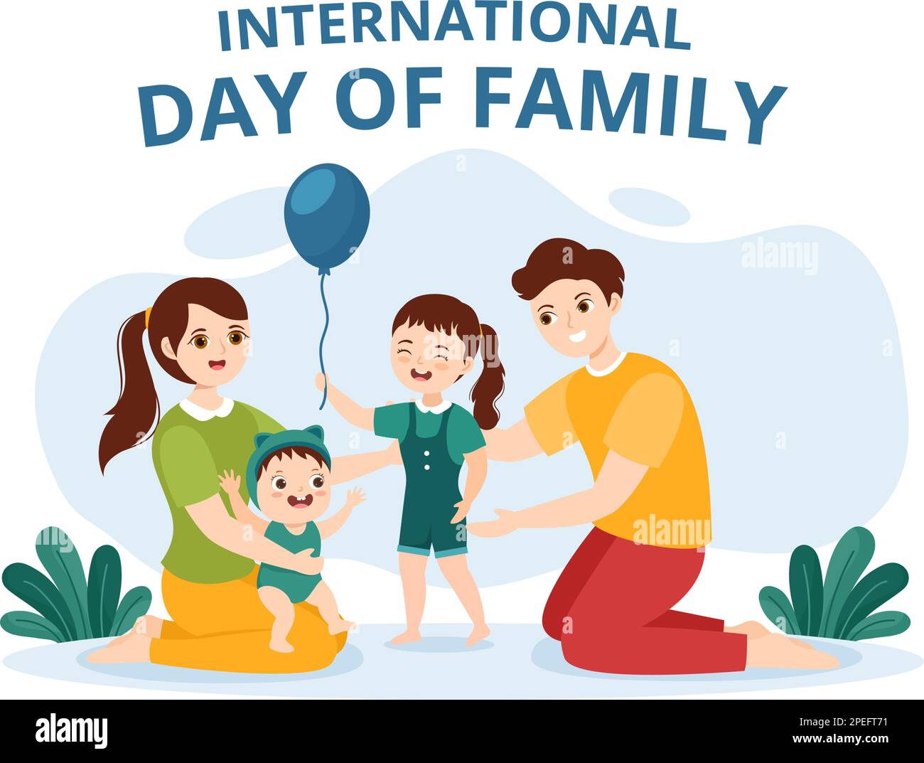 International Day of Family Illustration with Kids, Father and Mother