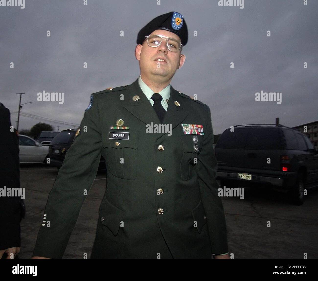 Army Spc. Charles Graner arrives for day two of his military trial at