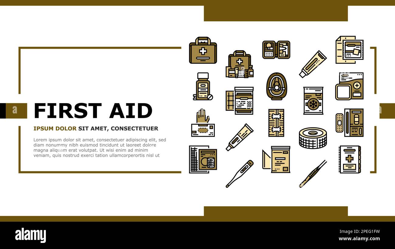 first aid emergency medical landing header vector Stock Vector Image ...