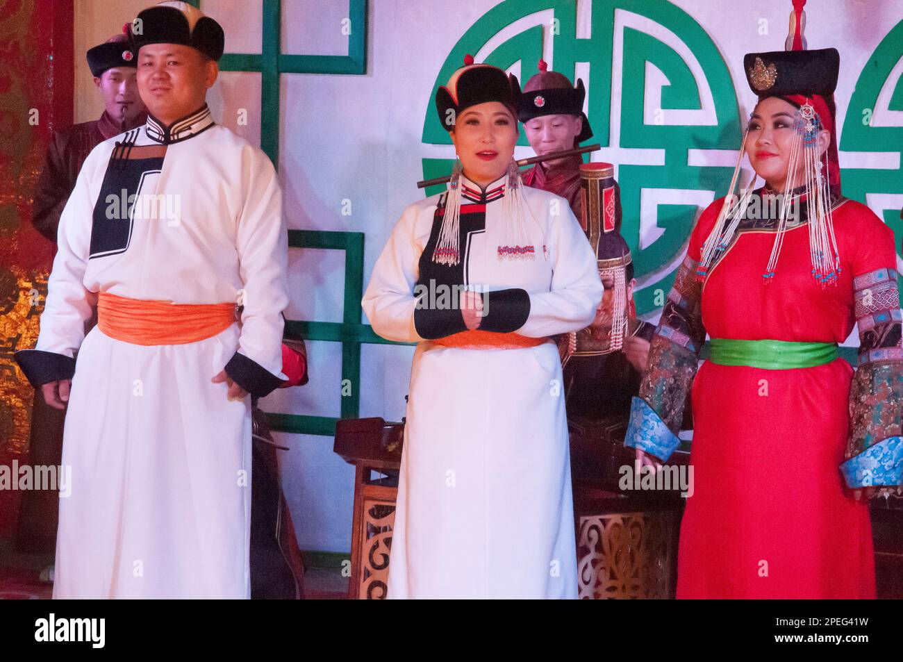 Tumen Ekh National Cultural Ensemble performance in Ulaanbaatar, Mongolia Stock Photo