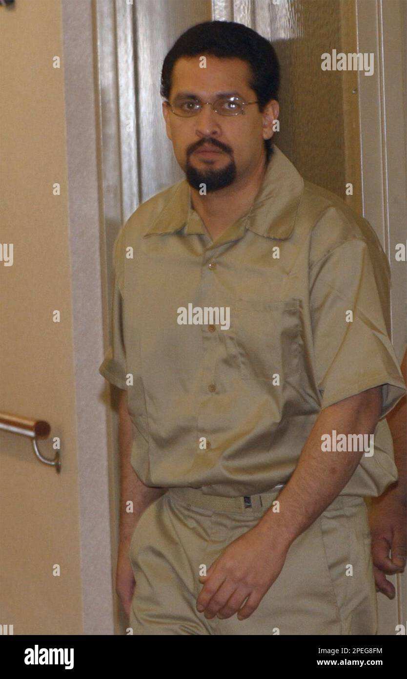 Convicted murderer Raymond Mata, Jr. is escorted from the Keith County