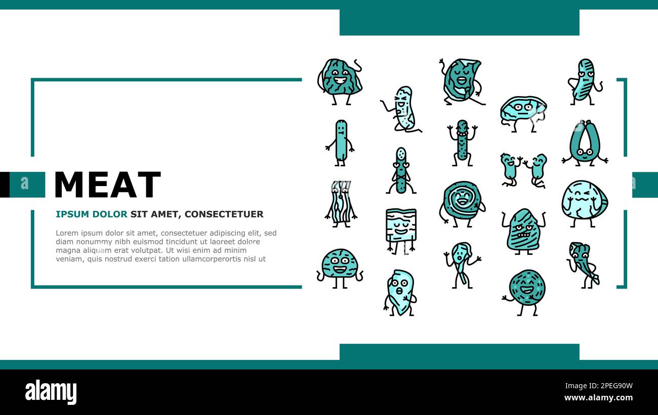 meat character beef food funny landing header vector Stock Vector Image ...