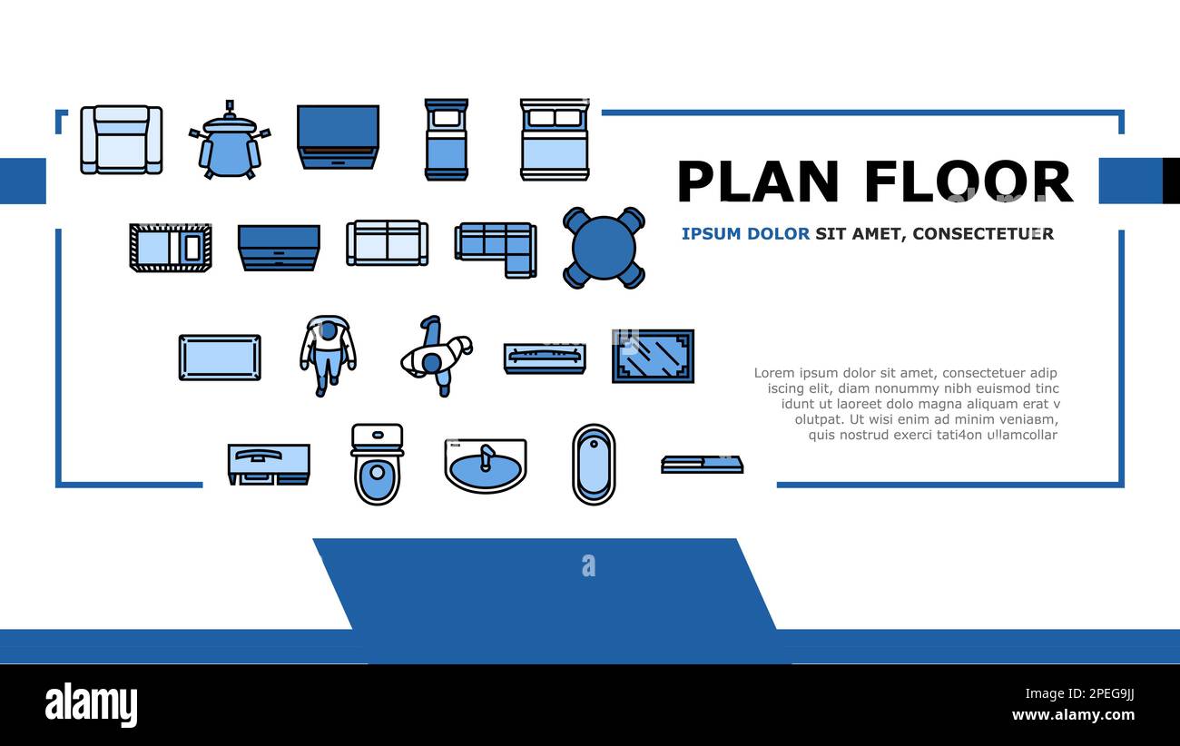 floor plan interior furniture landing header vector Stock Vector Image ...