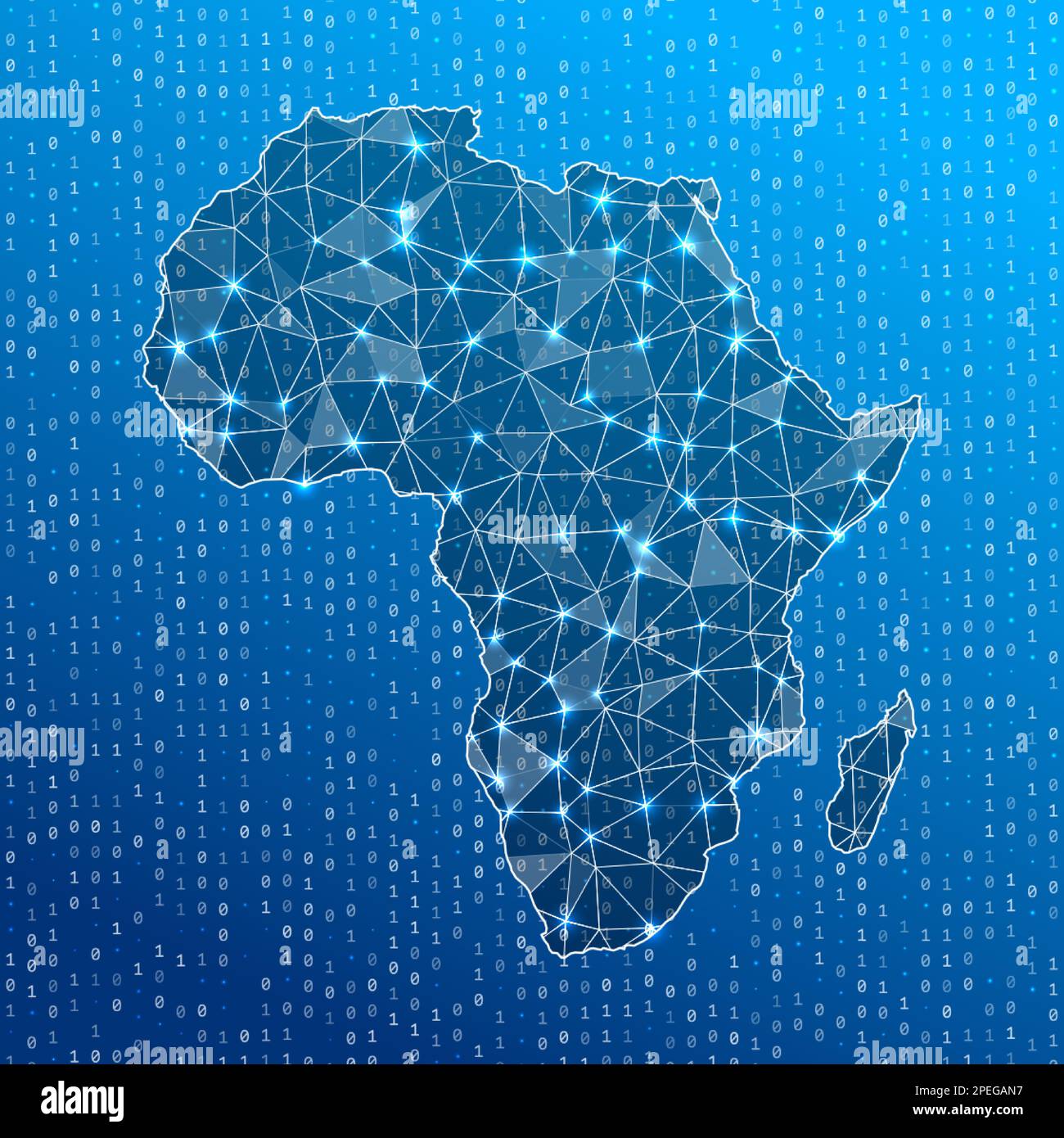 Network map of Africa. Continent digital connections map. Technology