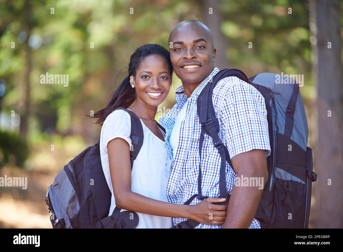 Attractive young couple hikers hi-res stock photography and images - Alamy