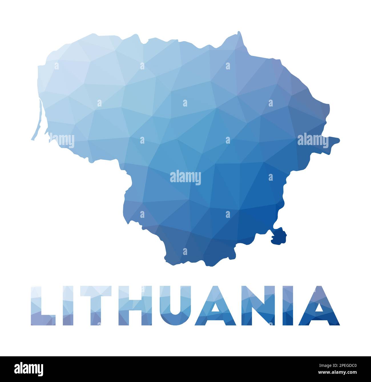 Low poly map of Lithuania. Geometric illustration of the country