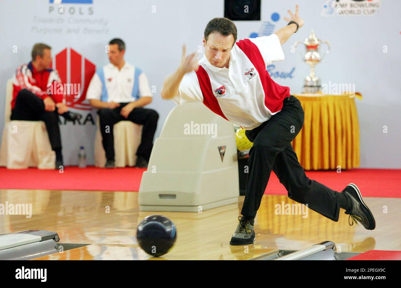 Kai Virtanen of Finland bowls enroute to defeating Norwegian