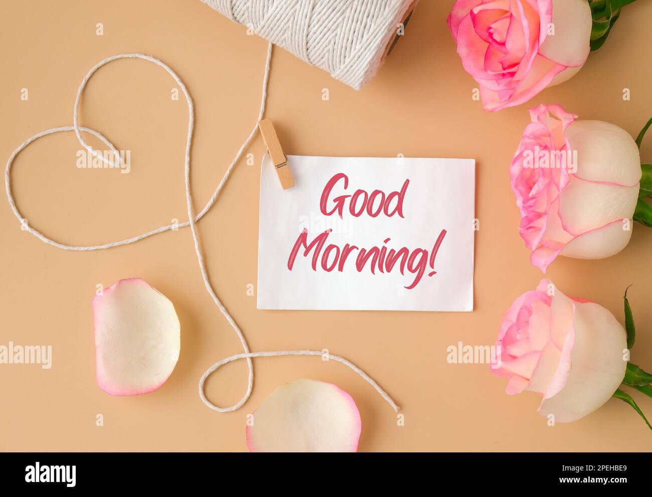 Good morning note with rose hi-res stock photography and images ...