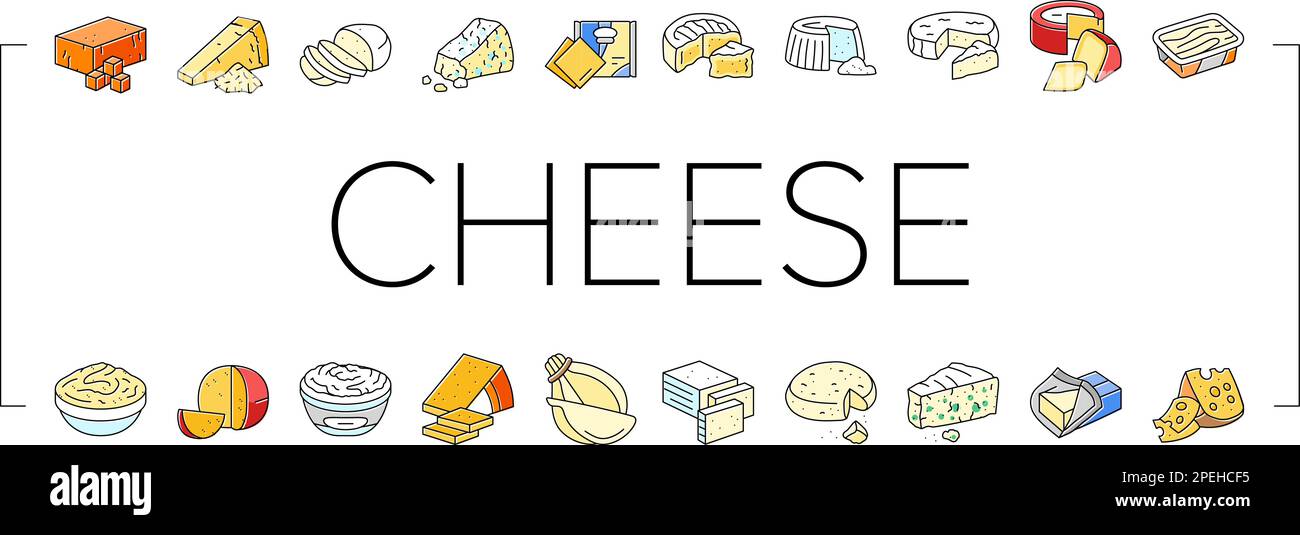 cheese food slice piece dairy icons set vector Stock Vector Image & Art ...