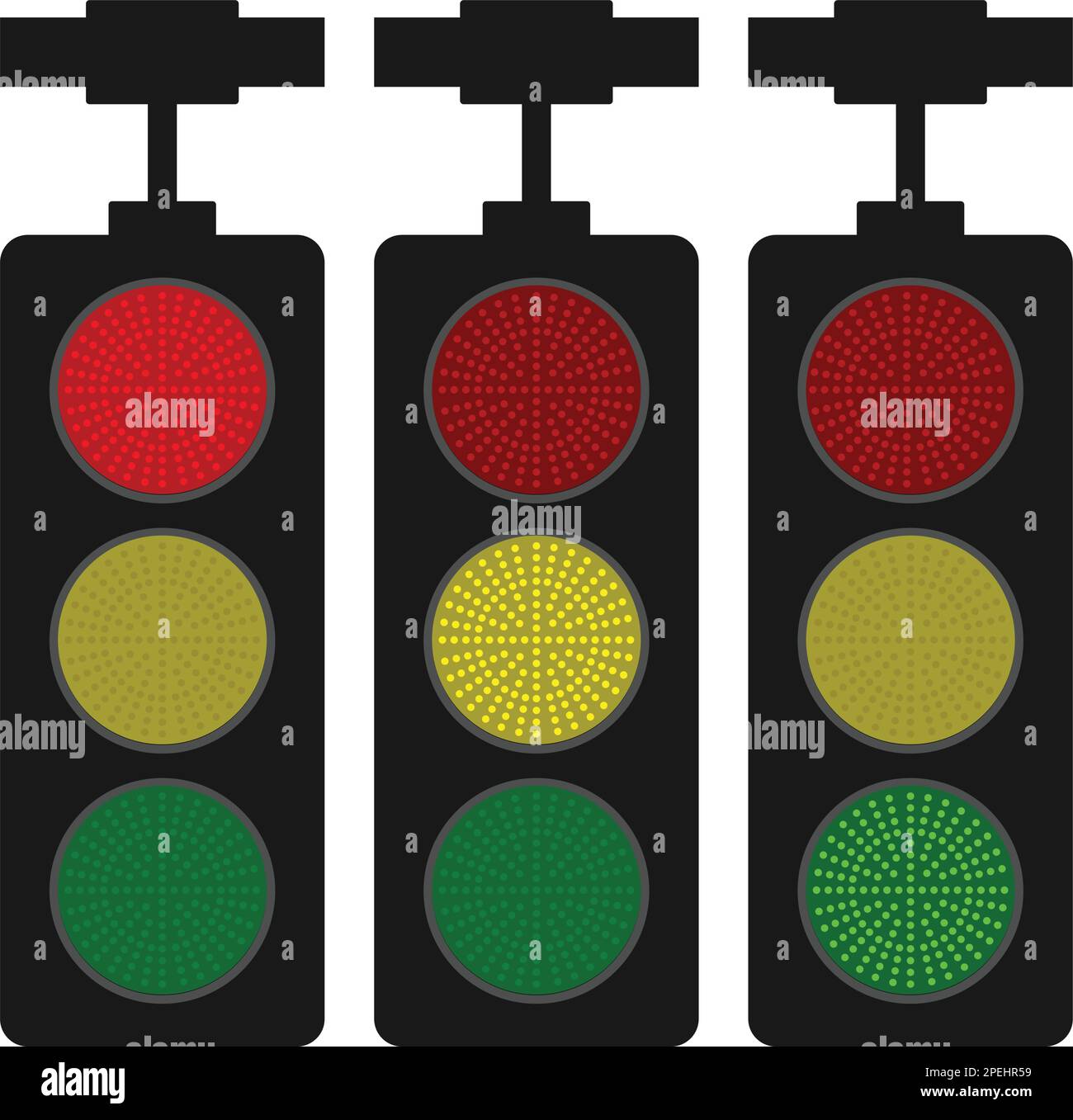 Signal traffic light on road, stoplight. Direction, control, regulation transport and pedestrian. Vector illustration Stock Vector