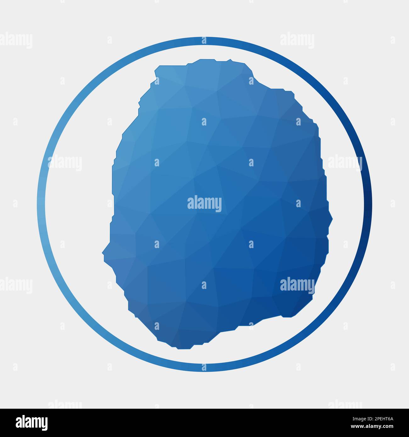 Nevis icon. Polygonal map of the island in gradient ring. Round low ...