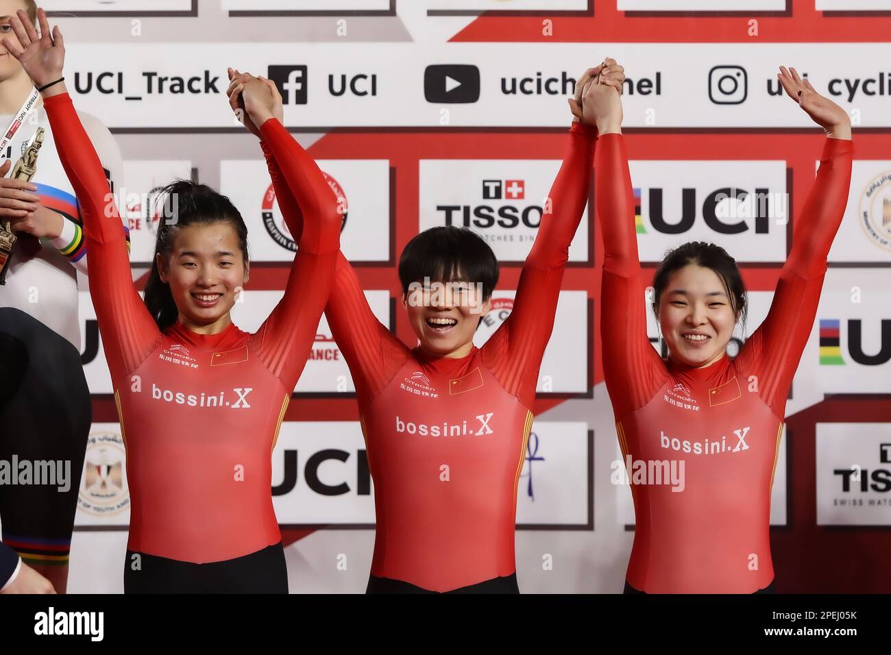 Cairo, Egypt. 15th Mar, 2023. Guo Yufang (R), Bao Shanju (C) and Yuan ...