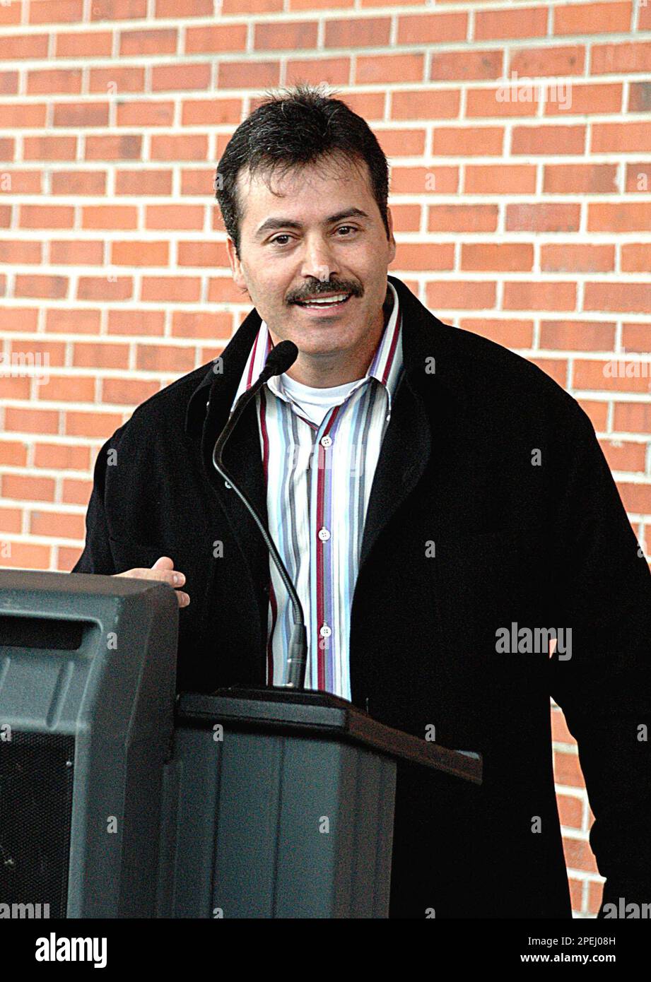 Baltimore Orioles' Rafael Palmeiro, who went to school at Mississippi State  University, speaks at a groundbreaking ceremony for the Palmeiro Center on  Saturday, Nov. 20, 2004, on the MSU campus in Starkville