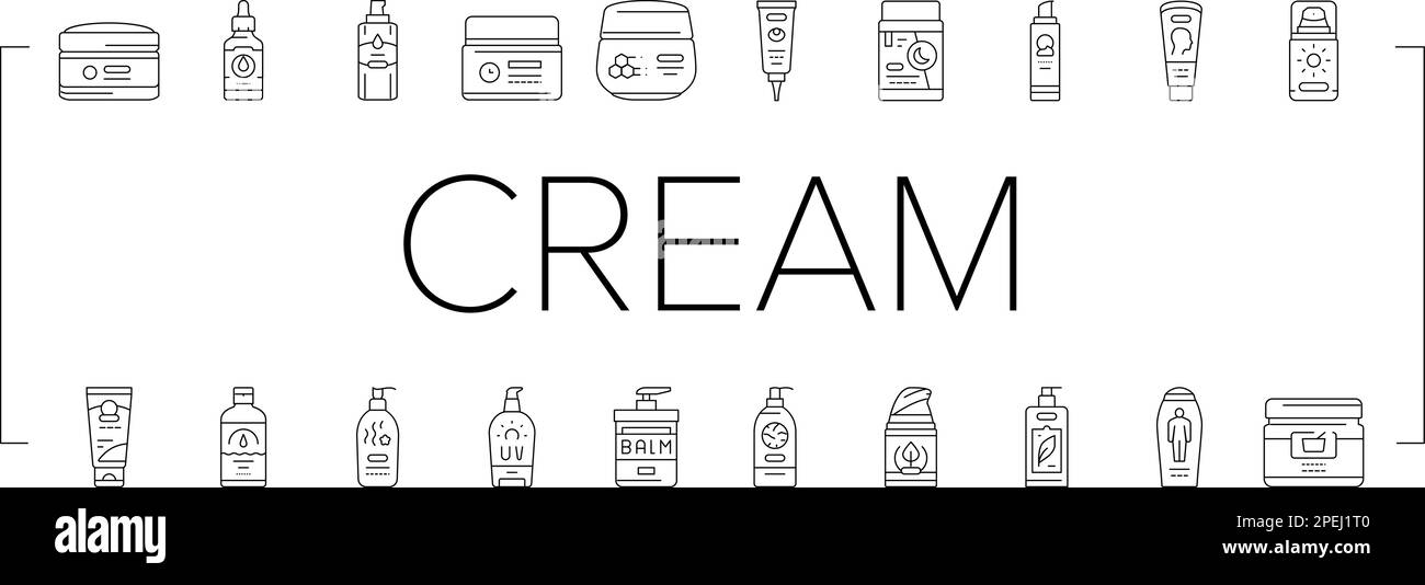 cream cosmetic product beauty icons set vector Stock Vector Image & Art ...