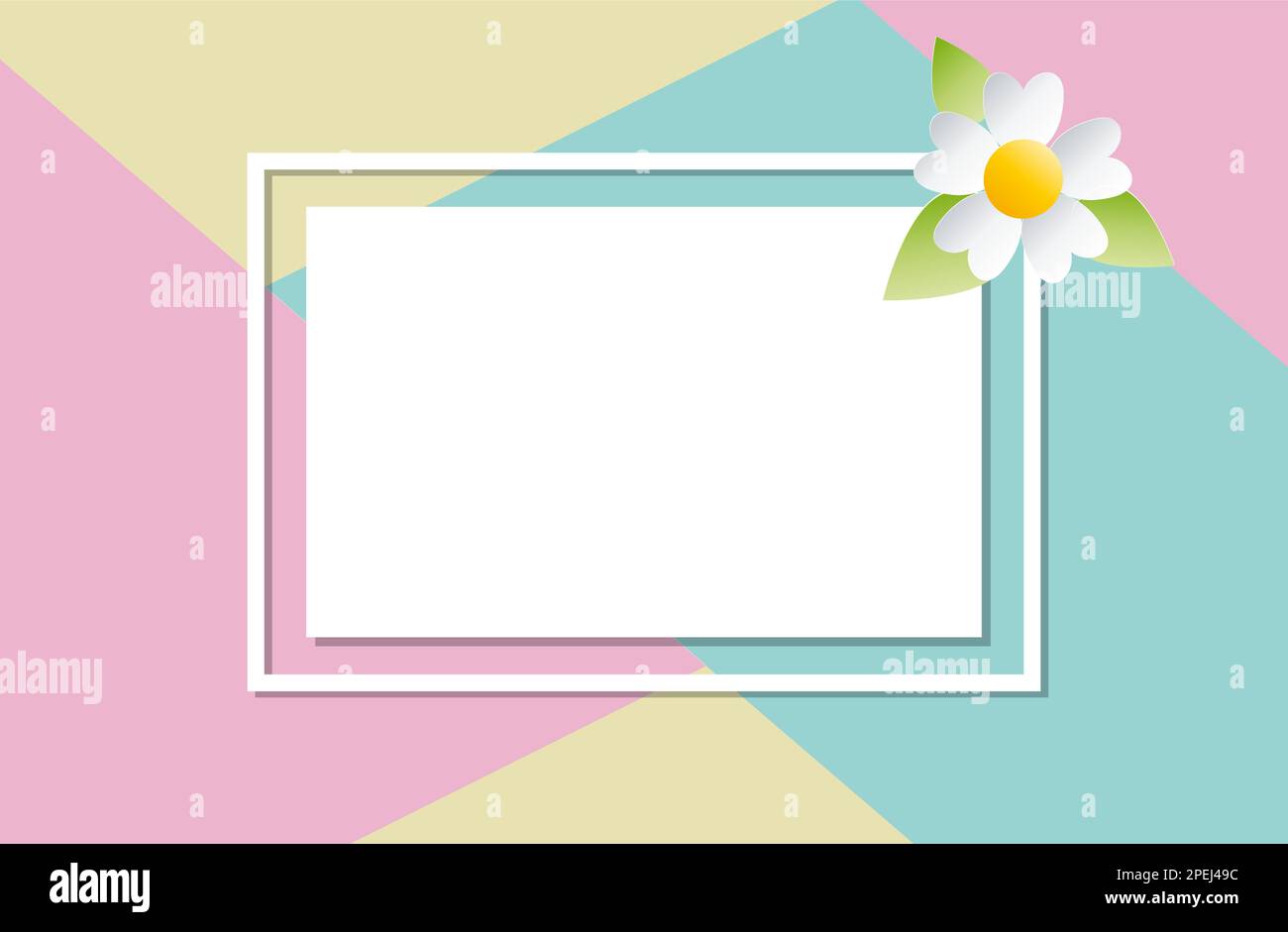 Spring design background. Card for spring season with frame and leaves and flower. Vector illustration for cover or poster with copy space Stock Vector