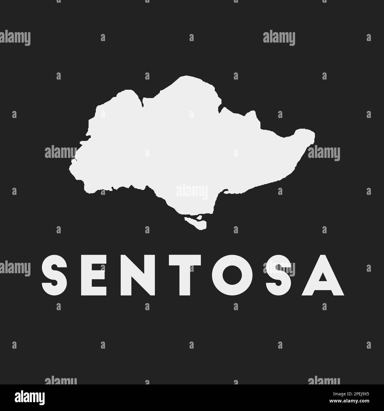 Sentosa icon. Island map on dark background. Stylish Sentosa map with island name. Vector illustration. Stock Vector