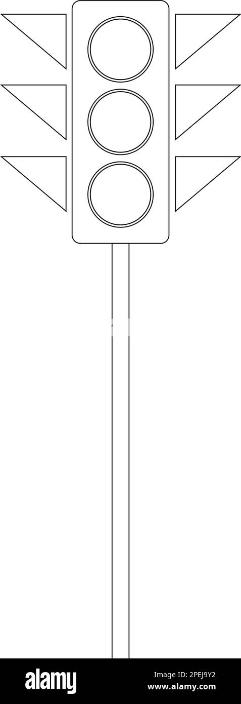 Signal traffic light on road, stoplight. Direction, control, regulation transport and pedestrian. Vector illustration Stock Vector