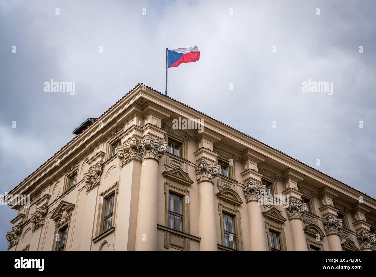 Czech republic flag on historical building in czech capitol Prague Stock Photo
