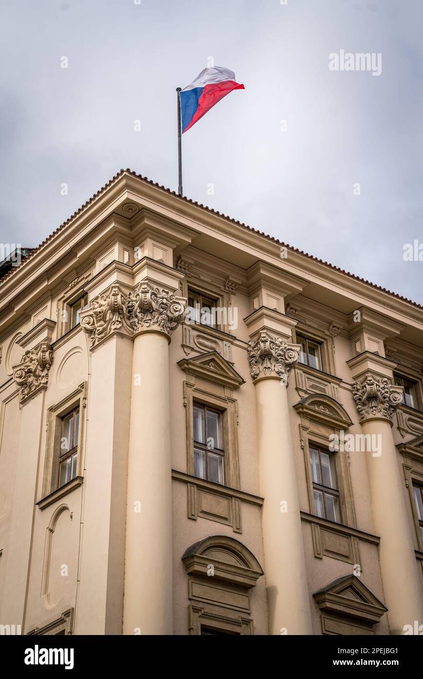 Czech republic flag on historical building in czech capitol Prague Stock Photo