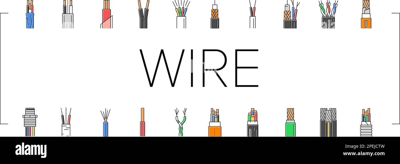 wire cable technology connection icons set vector Stock Vector Image ...