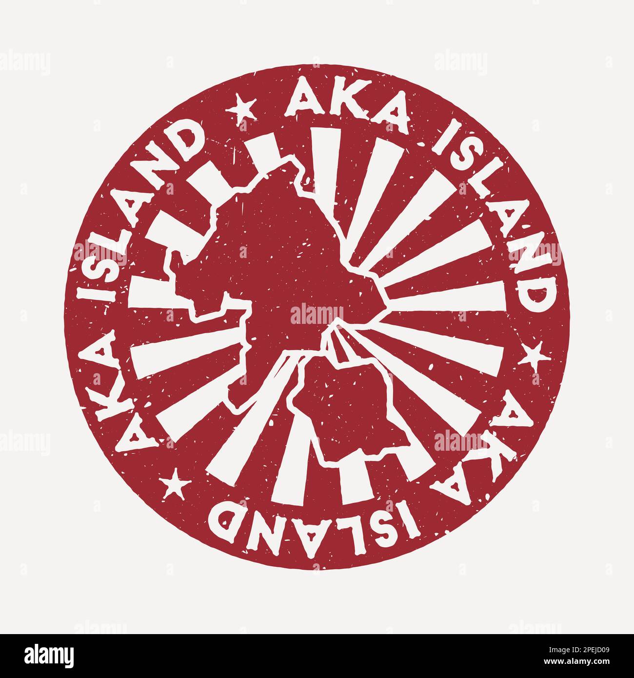 Aka Island stamp. Travel red rubber stamp with border shape, vector illustration. Can be used as insignia, logotype, label, sticker or badge of the Ak Stock Vector