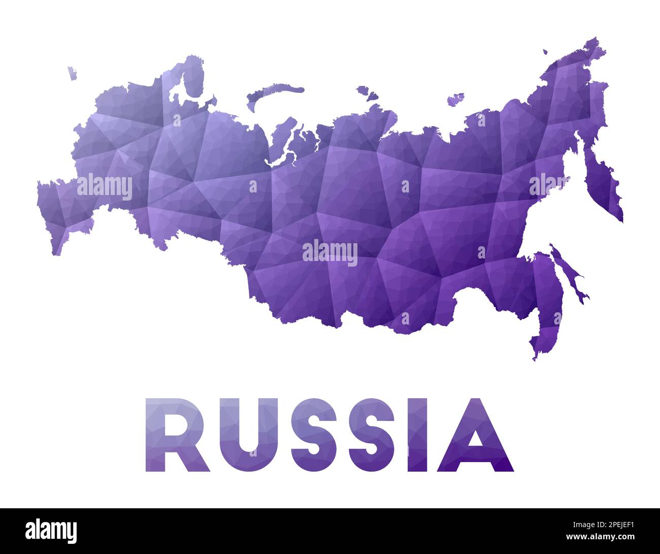 Map of Russia. Low poly illustration of the country. Purple geometric design. Polygonal vector illustration. Stock Vector
