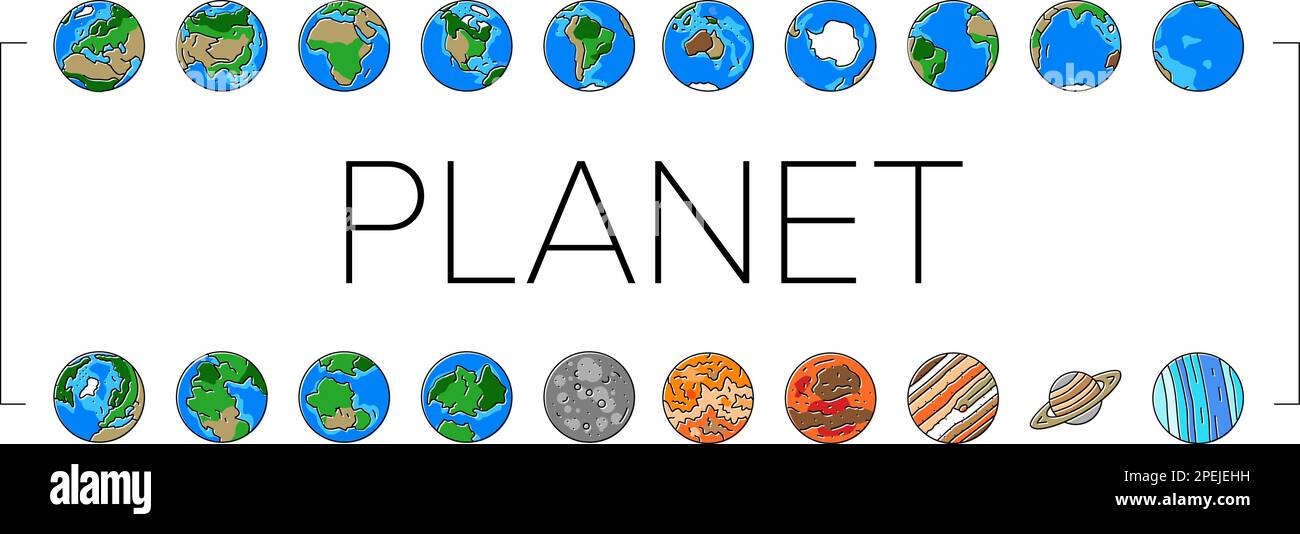 earth world planet globe map icons set vector Stock Vector Image & Art ...