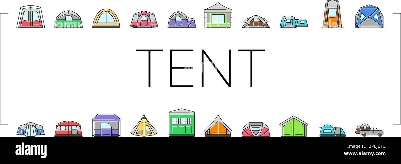 tent vacation travel tourism icons set vector Stock Vector Image & Art ...