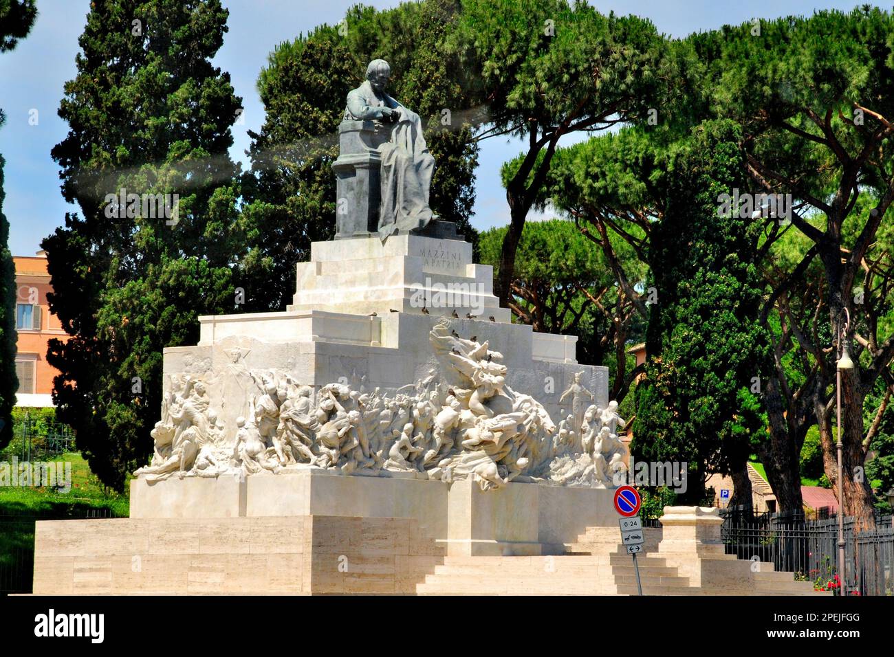 Statue of Giuseppe Mazzini Monument in Piazzale Ugo La Malfa, Rome, Italy, Europe Stock Photo