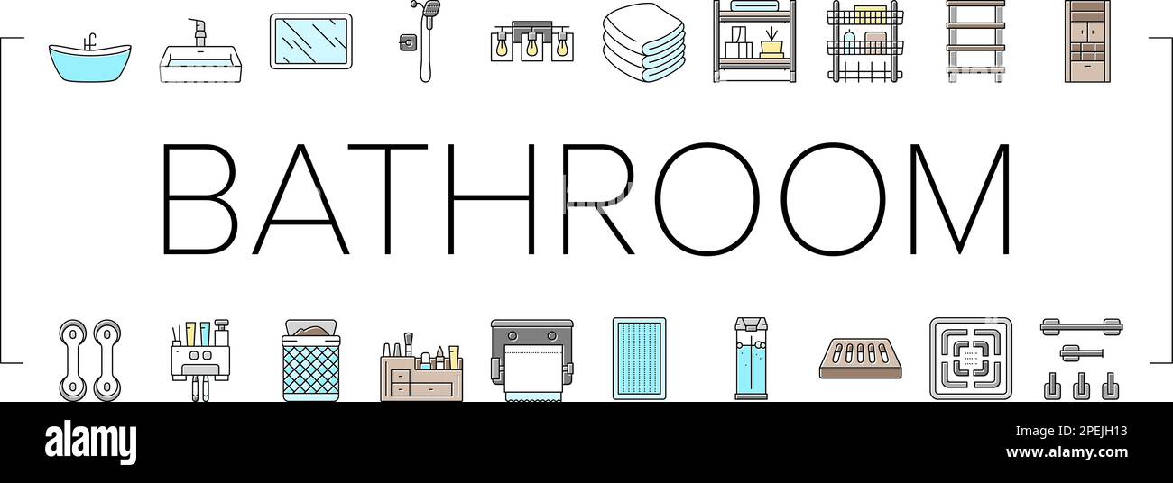 bathroom interior home icons set vector Stock Vector Image & Art - Alamy