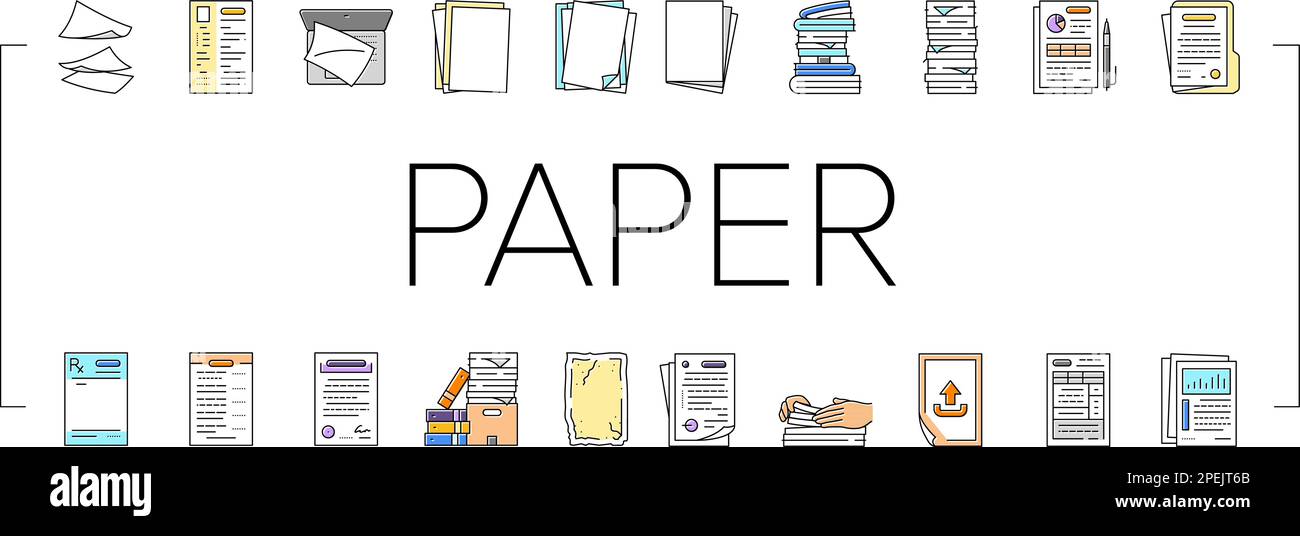 paper document office note page icons set vector Stock Vector Image ...