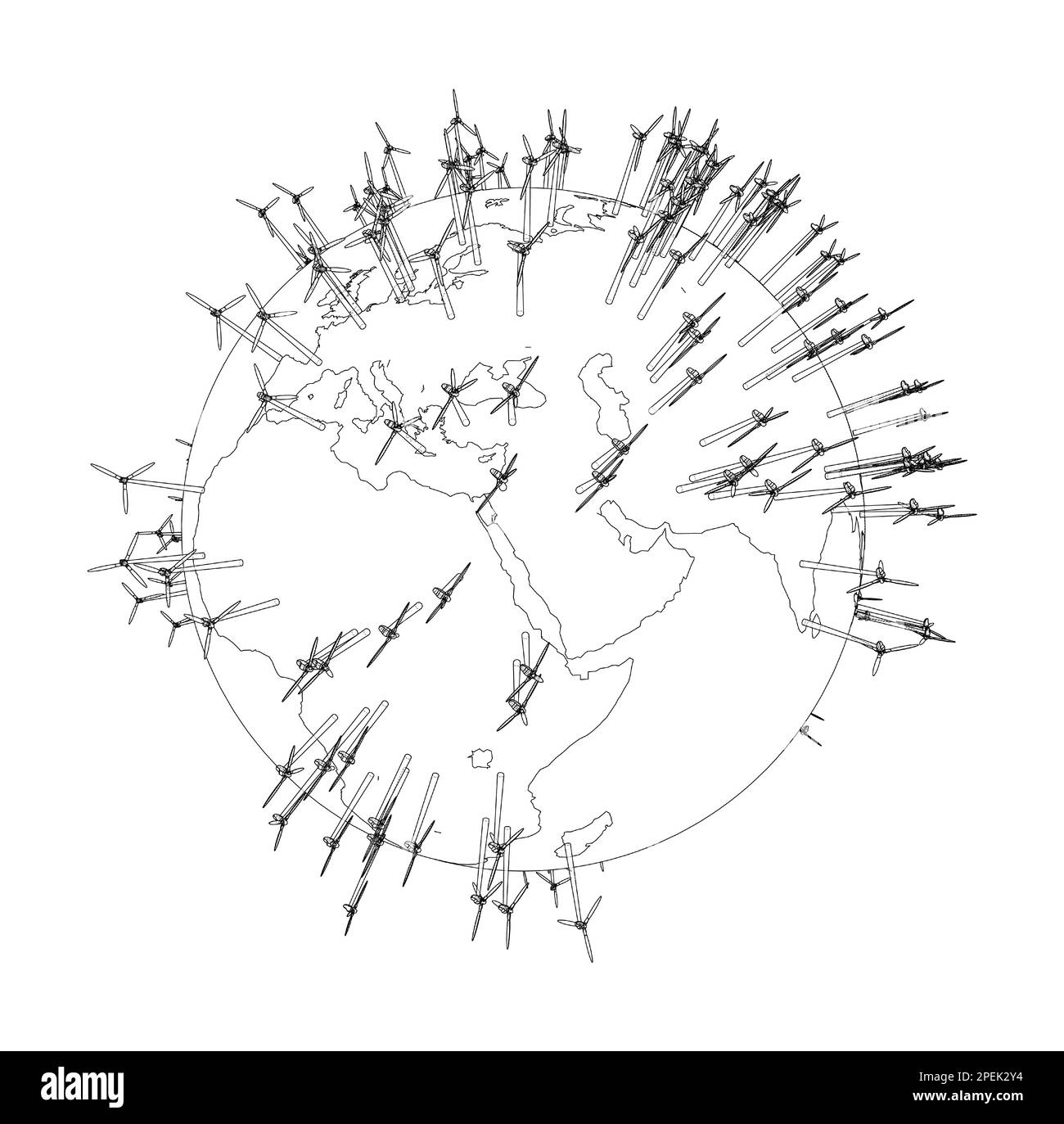 Electric wind turbines on Earth Stock Photo Alamy