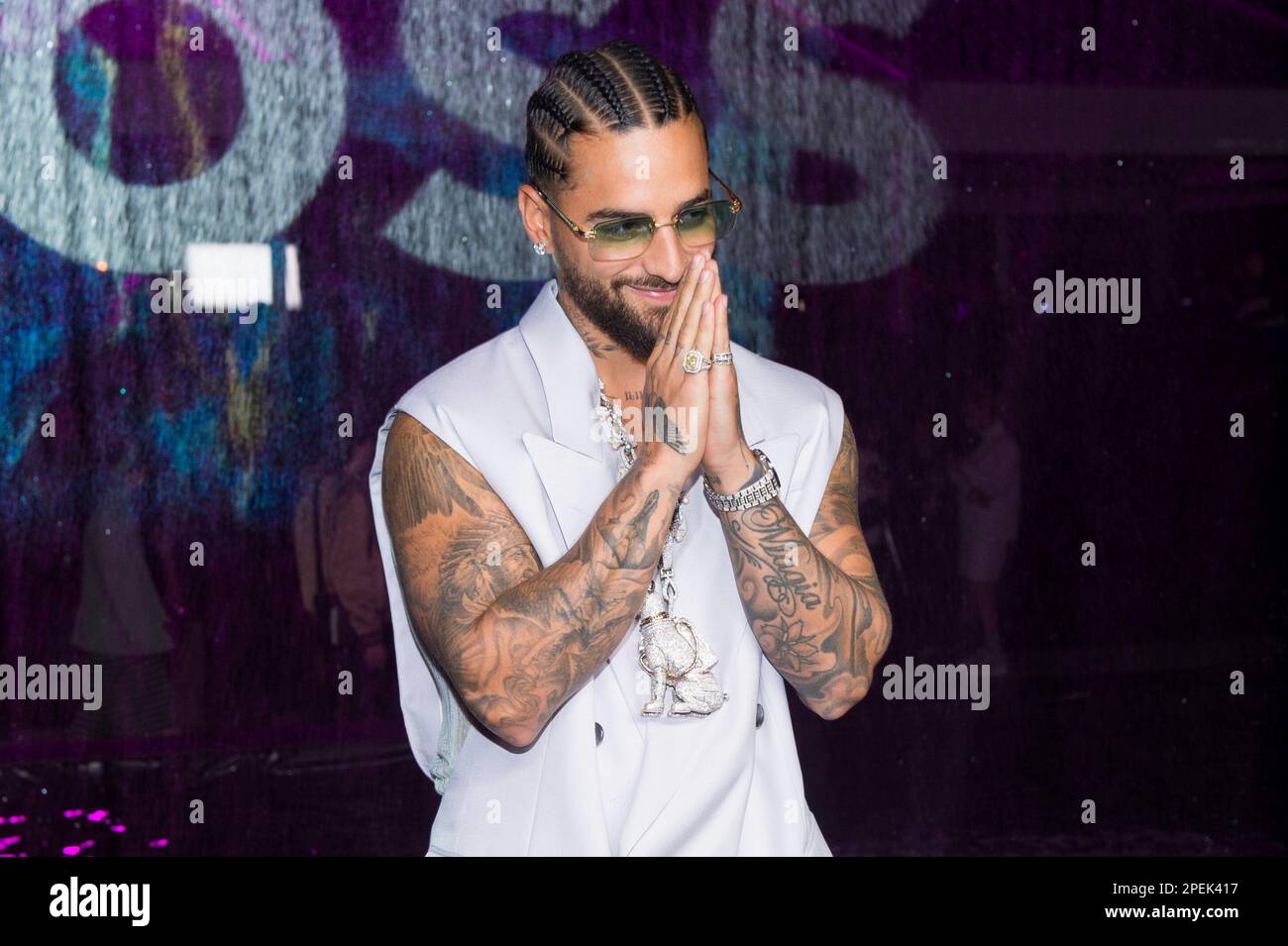 Maluma Styles Garters & Gray Loafers for Boss' Spring 2023 Miami Show –  Footwear News