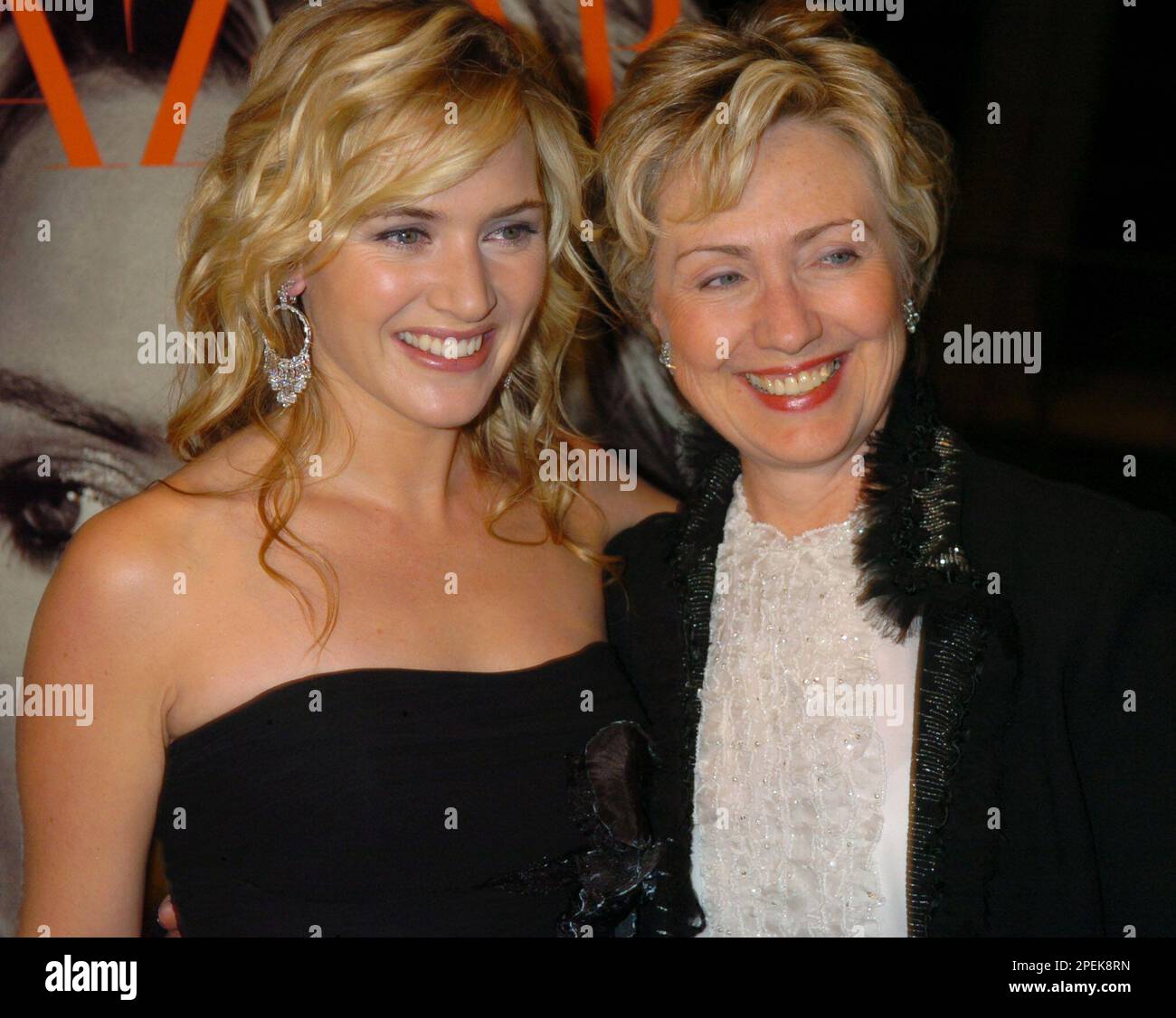 Actress Kate Winslet, left and Sen. Hillary Rodham Clinton, D-N.Y