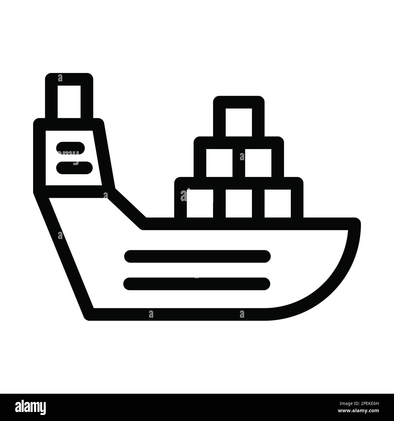 Cargo Ship Vector Thick Line Icon For Personal And Commercial Use Stock ...